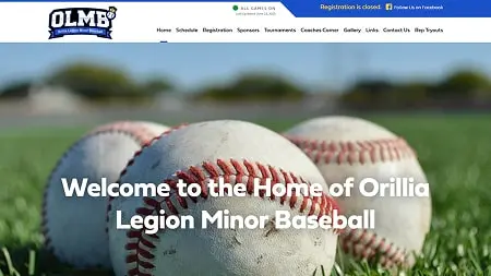 Orillia Legion Minor Baseball website thumbnail